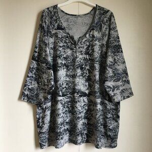 Vintage Abstract Botanical Print Relaxed Pullover Sweater